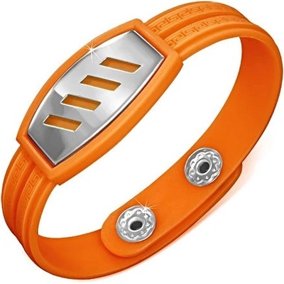 Šperky eshop oranžový pryžový šikmé výřezy na známce řecký klíč AA35.20