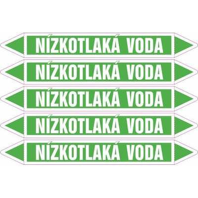 Grafiko | Nízkotlaká voda - dle ČSN 13 0072 - Materiál fólie s ochrannou laminací, Rozměr aršík 5ks šipka 212x26mm