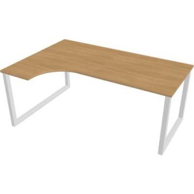 Hobis Pracovný stôl UNI O, ergo, pravý, 180 x 75,5 x 120 cm, dub/biela