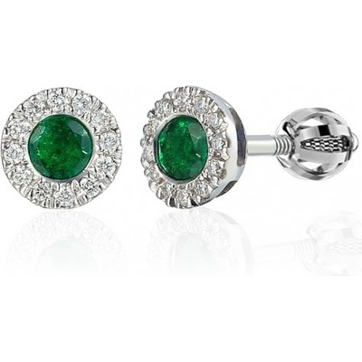 Gems, Decentní náušnice Lien, bílé zlato s brilianty a smaragdy, 585-38-3-0422.1B00.0.00.HSI.606.05