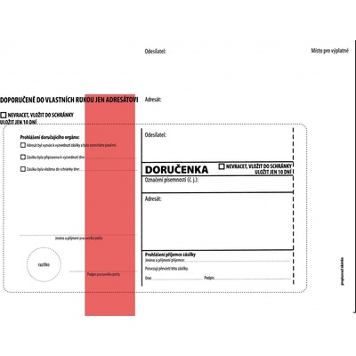 Obálky C5 s doručenkou, vytrhovací okénko - s červeným pruhem / 1000 ks