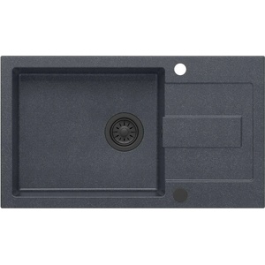 Quadron Pop Christian 136 XL вградена мивка от черен композит - черна точка 78x45 см (HCQC57845CZK_PC) Мивка за вграждане