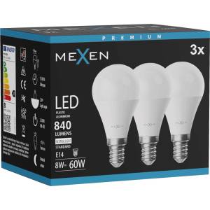 Mexen Nova 3x LED крушка E14, G45, 8W, неутрална - 4000K, 840 lm - L101-E14-0840-01x03 (L101-E14-0840-01x03)