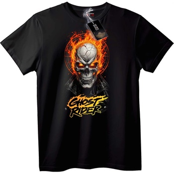 NOONEBRAND Тениска Ghost Rider Пламтящ череп - M, White
