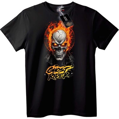 NOONEBRAND Тениска Ghost Rider Пламтящ череп - M, White