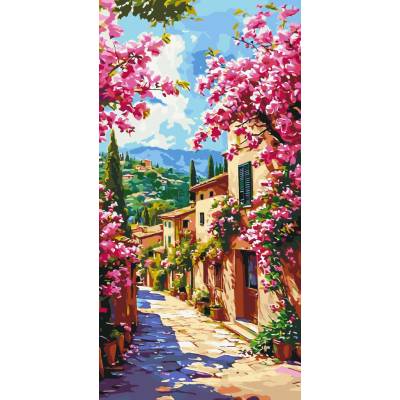 Origami Malování podle čísel na rámu 40 x 80 cm Ulička v Toskánsku Krajinka LW 5135