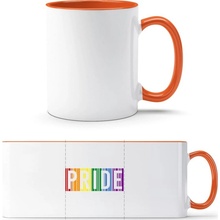 TTH Dvojfarebný Hrnček Dúhový nápis PRIDE Biela Oranžová Standard Darčeky PrintEQ 250 ml