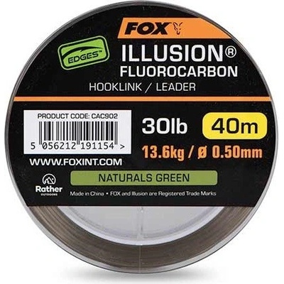 Fox Fluorocarbon Edges Illusion Hooklink Leader Naturals Green 40 m 0,50 mm 13,6 kg