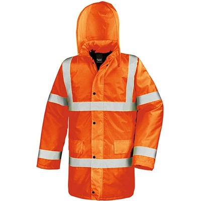 Result Unisex reflexný diaľničný kabát R218X Fluorescent Orange