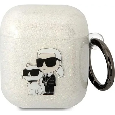 Karl Lagerfeld прозрачен брокатен калъф за AirPods 1/2 Karl&Choupette (KLA2HNKCTGT)