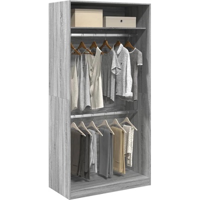 vidaXL Гардероб, сив сонома, 100x50x200 см, инженерно дърво (3307806)