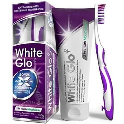 White Glo 2 in 1 избелваща паста за зъби с вода за уста 100 мл с четки за зъби