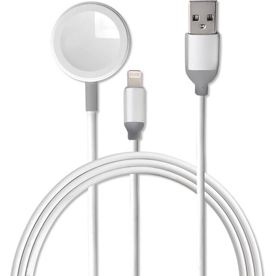 4smarts Wireless Charger VoltBeam Mini 2in1 - кабел за зареждане на Apple Watch, iPhone и устройства с Lightning конектор (2м)(бял)