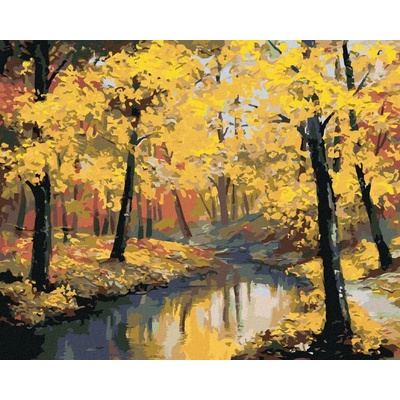 zuty Malování podle čísel Podzimní les a řeka 80 x 100 cm bez rámu a bez vypnutí plátna 8596530068341