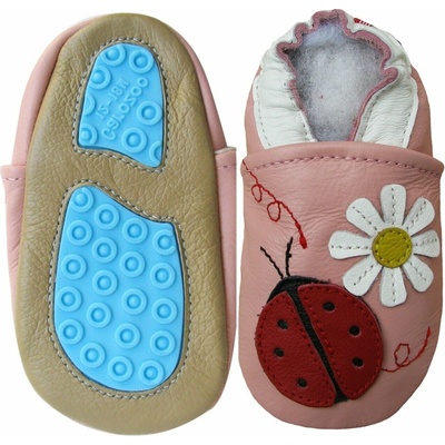 Carozoo kožené capáčky s gumovou podrážkou beruškaakopretina růžová