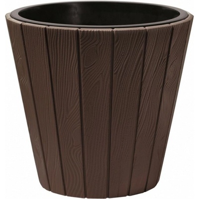 Prosperplast Plastový květináč venkovní Woode s imitací dřeva pr. 49 cm hnědý