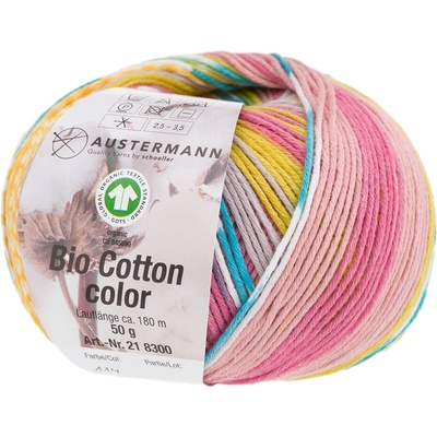 Austermann BIO COTTON COLOR - 100% organická bavlna - Ručně pletací příze Barva: 114 CANDY