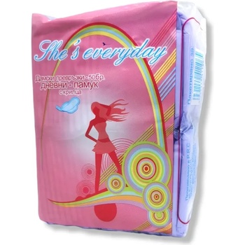 Image 1 of She's everyday дамски превръзки с крилца, Дневни, Памук, 50 броя