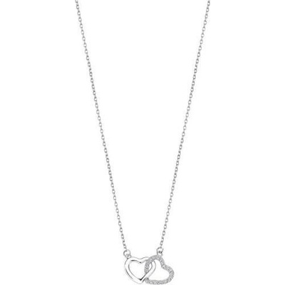 Lotus Silver Romantický strieborný náhrdelník s čírymi zirkónmi srdiečka LP3093-1 / 1