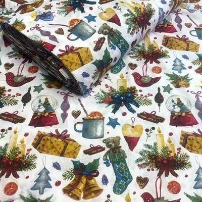 Vianočná bavlnená látka na meter, šírka 160 cm, na vianočné dekorácie