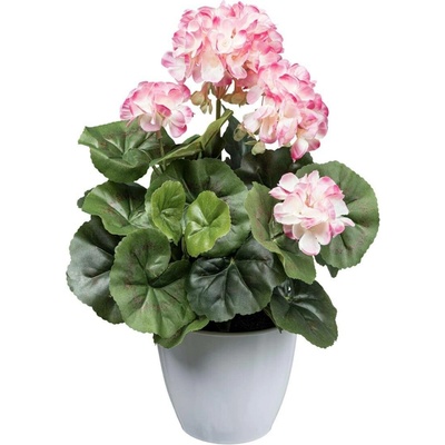 Gasper Umělá květina Geránium 34 cm, růžovo-bílá