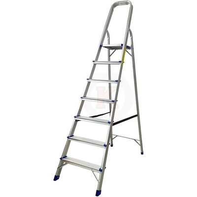 ТУНДЖА Алуминиева домакинска двураменна стълба Тунджа, 6+1 стъпала, 1.88 м (9700644) (9700644)