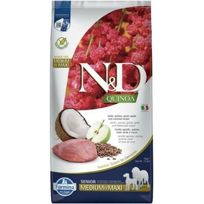 N&D Quinoa Dog Senior Medium & Maxi Grain Free Lamb Green Apple & Coconut 7 kg