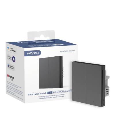 Двоен смарт ключ aqara wall switch h1 Тъмносив with neutral (ak074rug01)