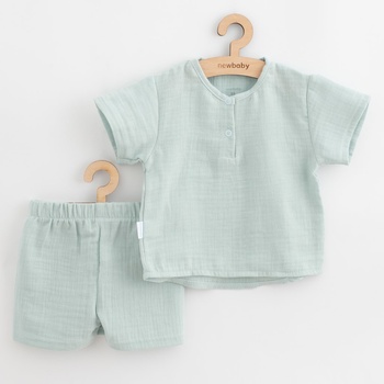 New Baby Dojčenská mušelínová súpravička Soft dress mätová