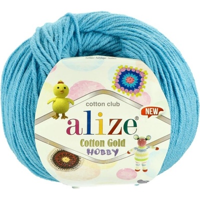 Alize Cotton Gold Hobby New 287 azúrovo modrá