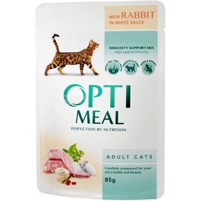 Optimeal Pouch Adult Cat With Rabbit In White Sauce пауч за котки със заешко в бял сос 85gr