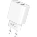 XO Зарядно за телефон CE02C, стенно, 2 x USB, 2.1A, бяло - XO