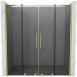 Mexen Velar Duo плъзгащи се душ врати 200 cm, графит, злато четкано - 871-200-000-42-55 (871-200-000-42-55)