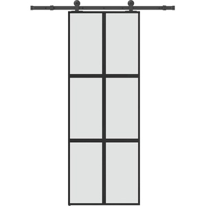 vidaXL Плъзгаща се врата с обков 76x205 см Закалено стъкло&Алуминий (3332959)