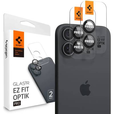Spigen Glass tR EZ Fit Optik Pro комплект от 2 броя, черни за iPhone 16 Plus (AGL07921)