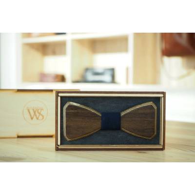 Wood Style Motýlek Hranatý Modrotisk Ořech