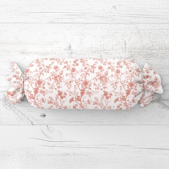 Biante Vankúš valec bonbon Sandra SA-640 Lososové kvety na bielom 15x80