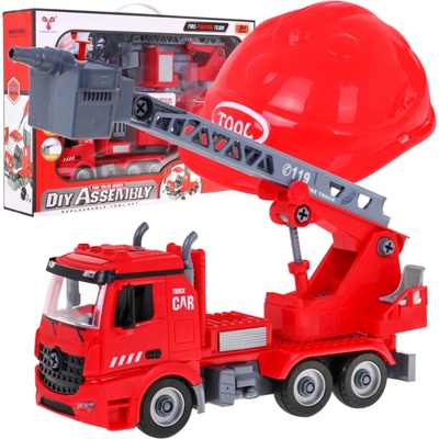 Inlea4Fun Detské hasičské auto s prilbou DIY ASSEMBLY