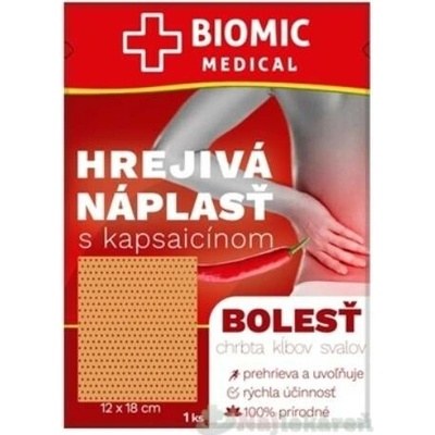 Biomic hřejivá náplast s kapsaicinem 12 × 18 cm