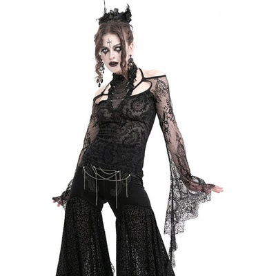 Devil fashion дамска тениска с дълъг ръкав DEVIL FASHION - Black Gothic Retro Sexy - ETT037