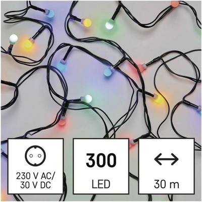 Emos D5AM04 300 LED cherry řetěz kuličky 30 m venkovní i vnitřní multicolor časovač