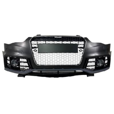 Предна броня за Audi A5 (2011-2015) с халогени - RS5 Design с хром лайсна и отвори за парктроник