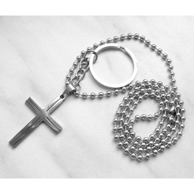 Blingstar Přívěsek na klíče Kříž z nerez oceli + řetízek na krk křížek 1378