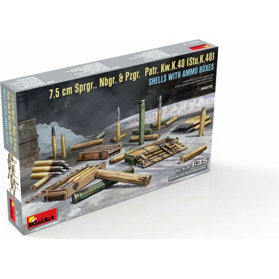 MiniArt 7.5cm Sprgr.,Nbgr.&Pzgr.Patr.Kw.K.40 Stu.K.40 Shells w Box1:35