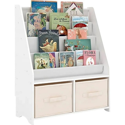 Ginger Home Детски дървен органайзер с етажерка за книжки и кутии за съхранение на играчки