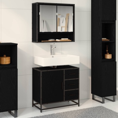 vidaXL Комплект мебели за баня 2 бр. Черния дъб 65 x 33 x 60 см (3402508)