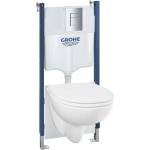 GROHE Solido - Комплект за вграждане в стена, тоалетна чиния Bau Ceramic и седалка с плавно затваряне, бутон Even, хром 112954SH00 (112954SH00)