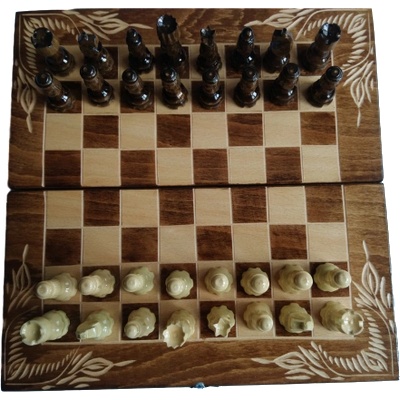 Magic Puzzle Box Ръчно изработен дървен комплект за шах 25x25 кутия за шах с дървена фигура за подарък (_af602d089)