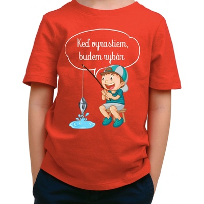 Fajntričko Kids detské tričko Keď vyrastiem, budem rybár červená