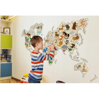 Wooden city mapa se zvířátky velikost L 83x55cm
